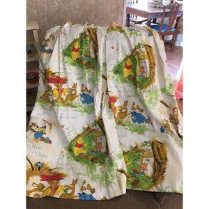 Winnie The Pooh & Friends Pleated Curtain Panel Pair Sears Roebuck VTG 25" x 44"